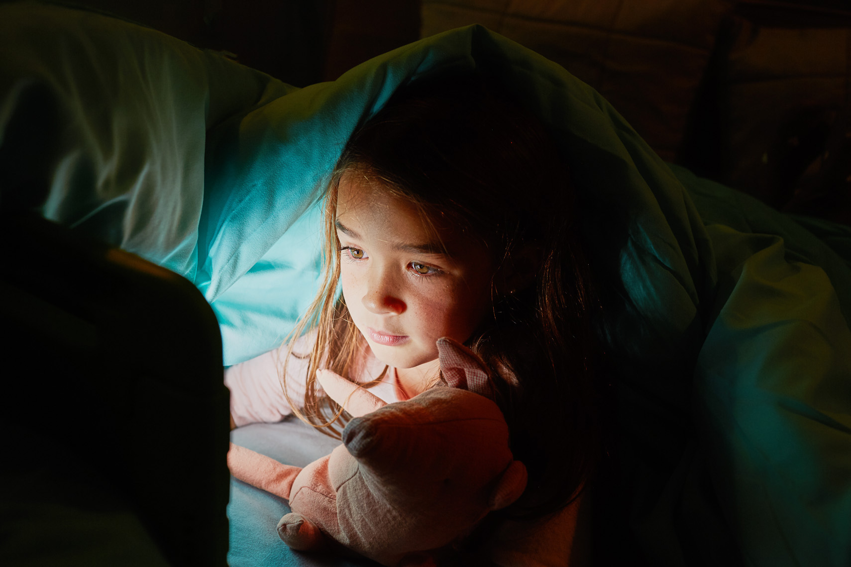 A young kid watching a show at night. Shot for family screen time management company Circle. 