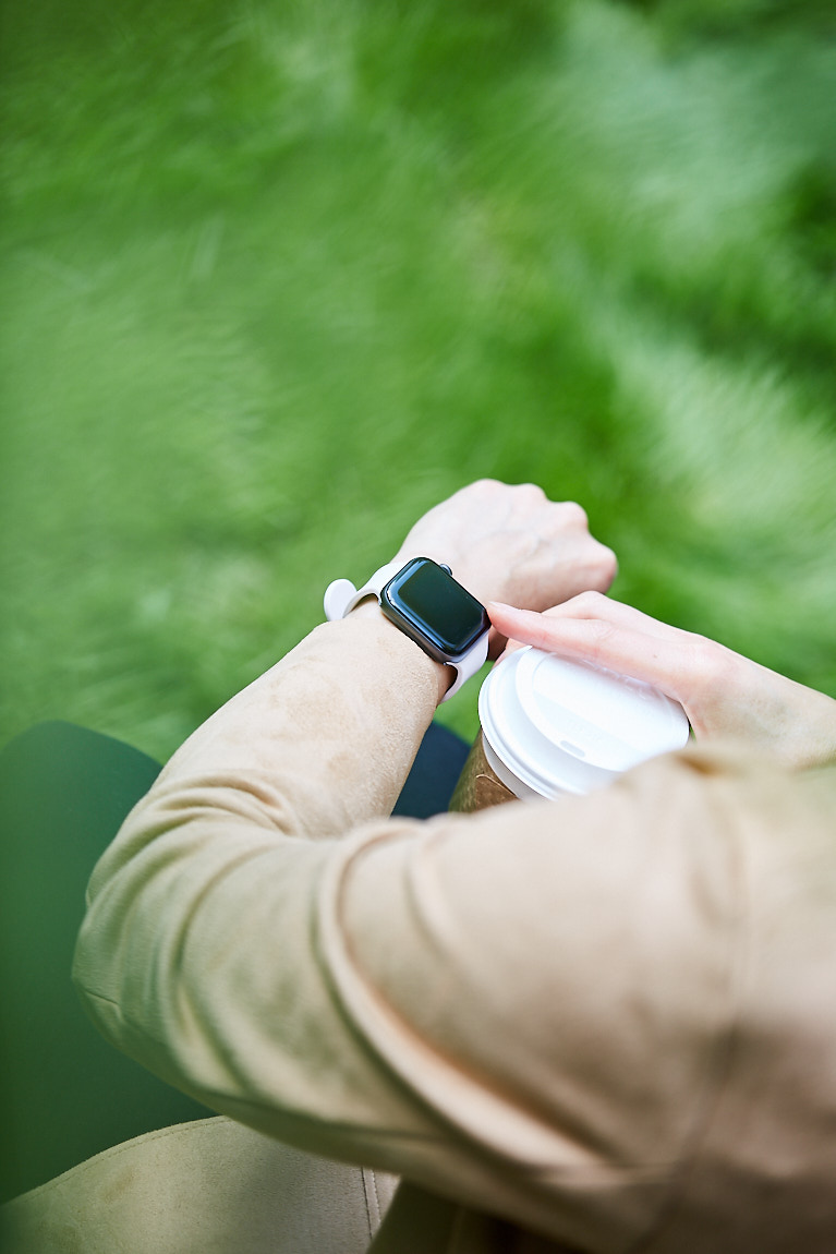 Apple watch on the go. 