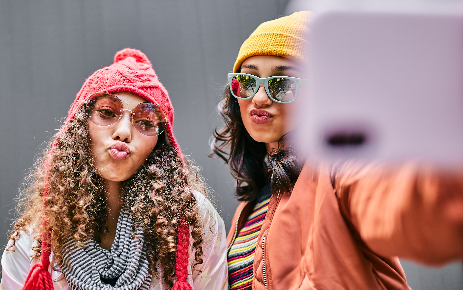 Teenagers take a selfie, an image from a lifestyle photoshoot for screentime management company Circle. 
